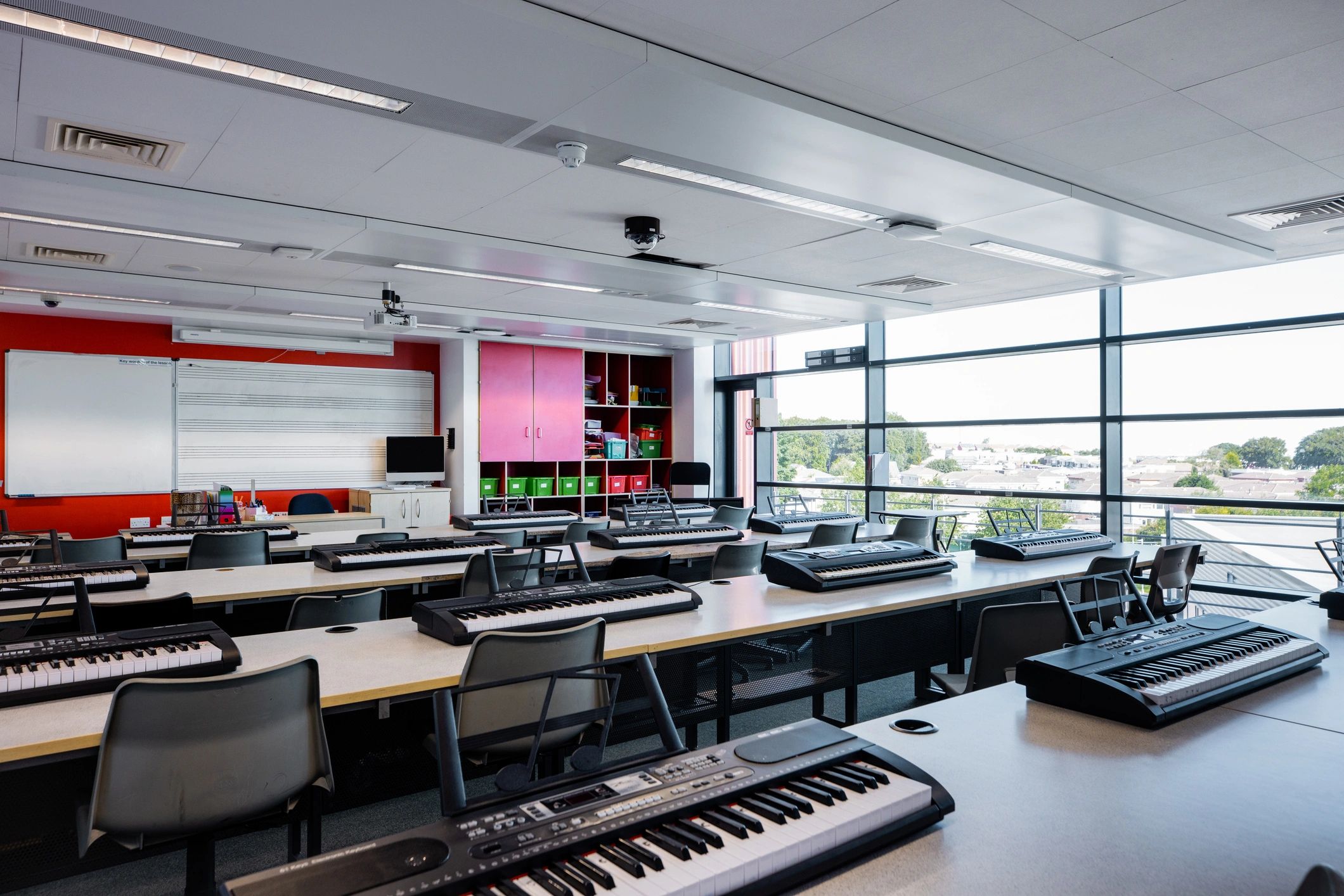 Presentation-ready room with display equipment